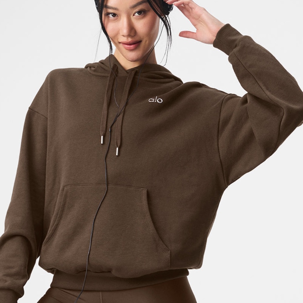 Express Brown Oversized Long Sleeve Hoodie